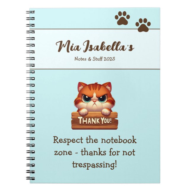 Cuaderno personalizable de gato divertido agradeci (Frente)