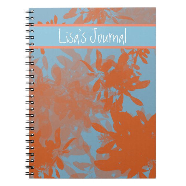 Cuaderno personalizable de hoja azul y naranja (Frente)