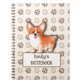 Cuaderno Personalizable de huellas de perros de Corgi Pembr