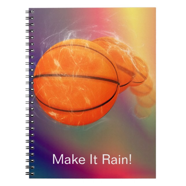 Cuaderno Personalizable de la lluvia de baloncesto (Frente)