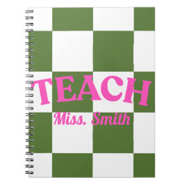 Cuaderno personalizable de maestro a cuadros verde