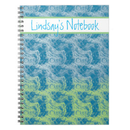 Cuaderno personalizable de remolino azul y verde