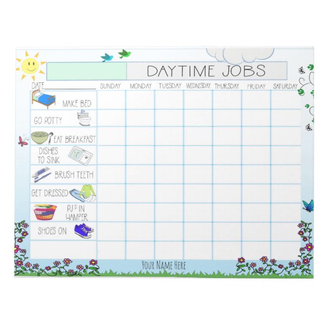 Cuaderno Personalizable de Tareas Diarias para Niñ (Frente)