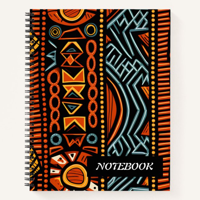 Cuaderno Personalizable del patrón de impresión africano mo (Anverso)