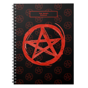 Cuaderno Personalizable Edgy Red Scratchy Pentagram