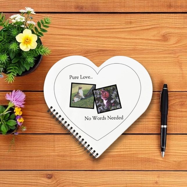Cuaderno Personalizable en Forma de Corazón para M (Fully customizable spiral heart-shaped notebook with photos for pet lovers)