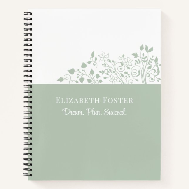 Cuaderno Personalizable floral azul turbio (Anverso)