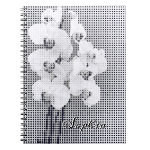 Cuaderno Personalizable Gráfico Orquídea Patrón de puntos d