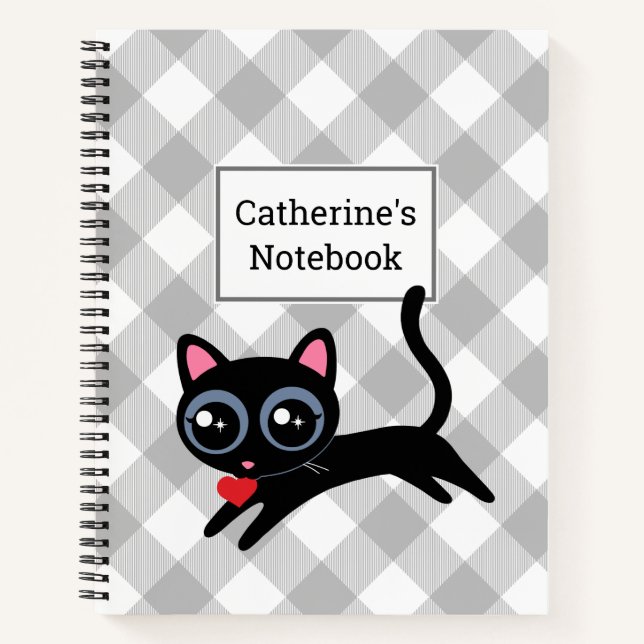 Cuaderno Personalizable Gris Búfalo Tapado Gato Gato Gatito (Anverso)