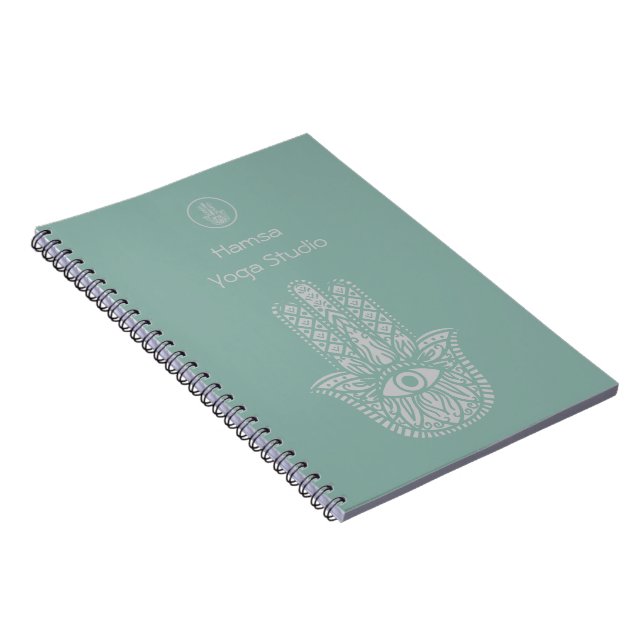 Cuaderno Personalizable Hamsa del Estudio de Yoga Verde Sea (Lado Derecho)