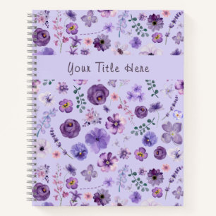 Cuaderno Personalizable Lilac Floral Patrón Botánico