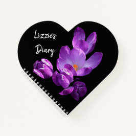 Cuaderno Personalizable Lizzie nombre crocus morado floral