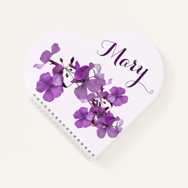 Cuaderno Personalizable María nombre bonito morado floral s (Anverso)