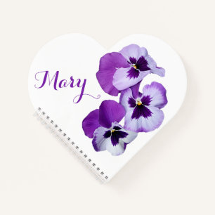 Cuaderno Personalizable María nombre púrpura pansia floral 