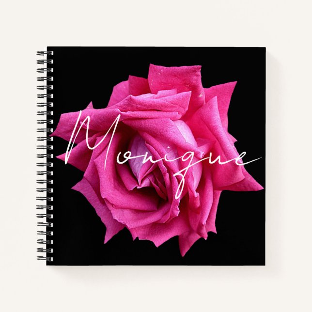 Cuaderno Personalizable Monique nombre rosa rosa caliente f (Anverso)