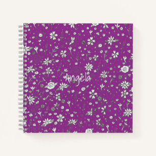 Cuaderno Personalizable para portátiles con flores de doodl