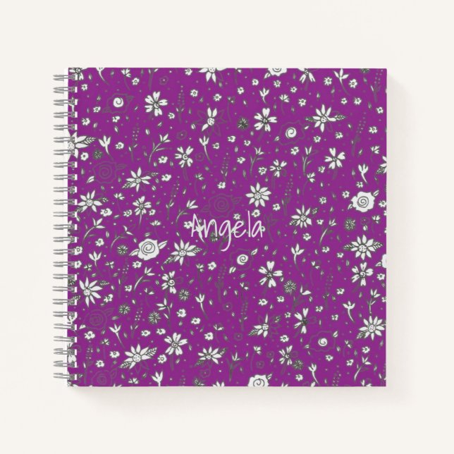 Cuaderno Personalizable para portátiles con flores de doodl (Anverso)