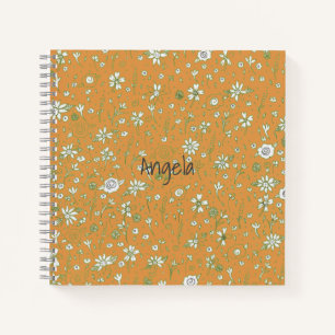 Cuaderno Personalizable para portátiles Naranja de flores d