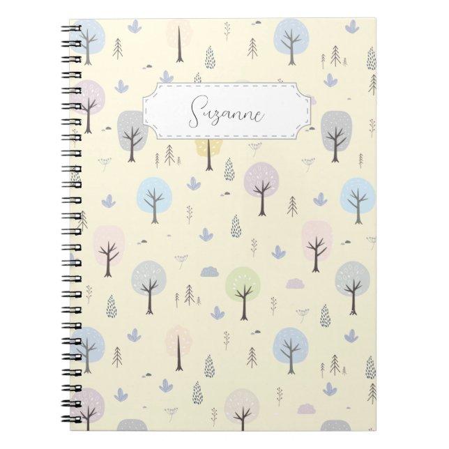 Cuaderno Personalizable Patrón de bosque escandinavo sin pr (Frente)