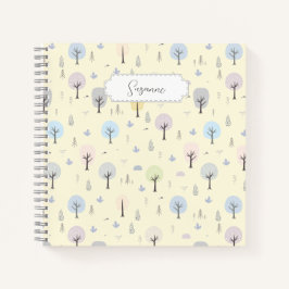 Cuaderno Personalizable Patrón de bosque escandinavo sin pr