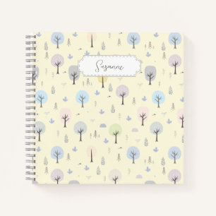 Cuaderno Personalizable Patrón de bosque escandinavo sin pr