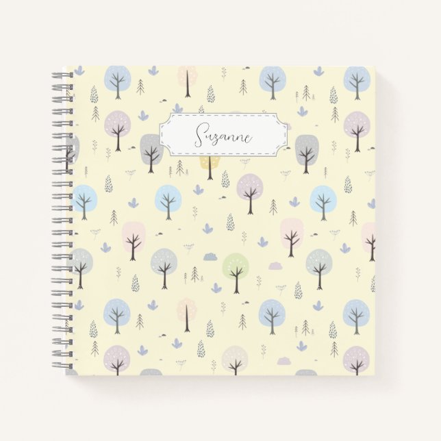Cuaderno Personalizable Patrón de bosque escandinavo sin pr (Anverso)