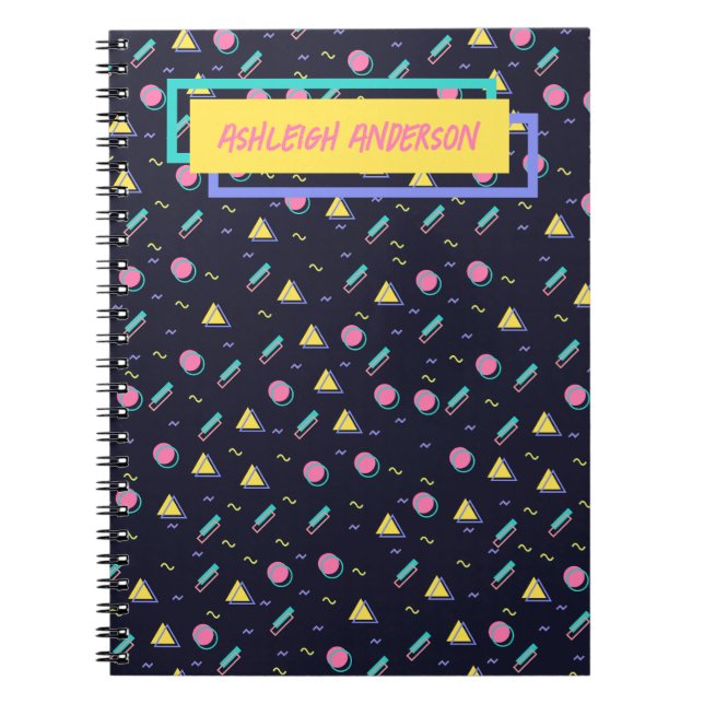 Cuaderno Personalizable - Patrón geométrico de arcada retro (Frente)