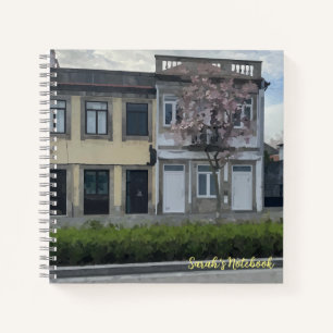 Cuaderno Personalizable portátil con espiral de árbol flore