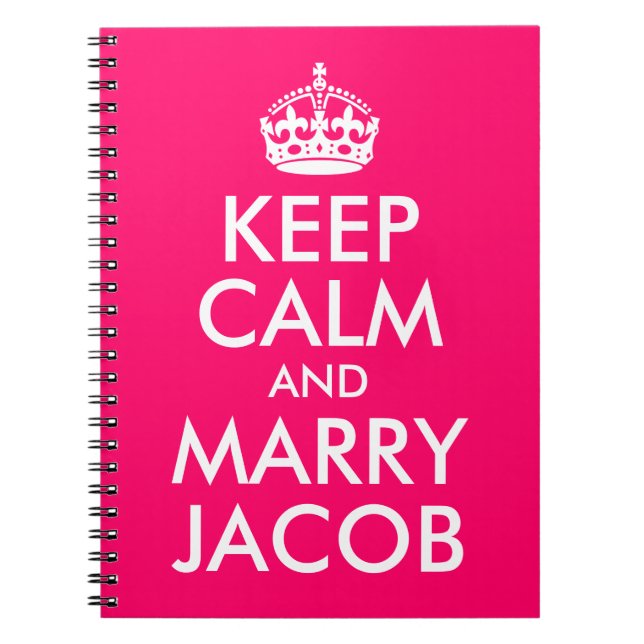 Cuaderno Personalizable rosa brillante mantener la calma y  (Frente)