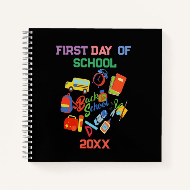 Cuaderno personalizable vibrante de moda Volver al patrón e (Anverso)