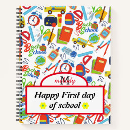 Cuaderno Personalizable vibrante de vuelta al patrón escola