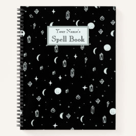 Cuaderno Personalizable Witchy Vibes Moon + Crystals Patter