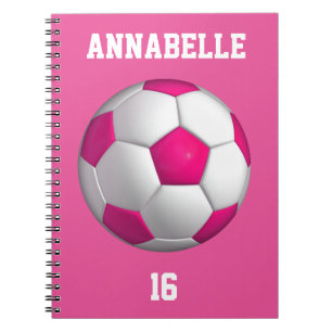 Cuaderno Personalización de bolas de fútbol rosadas