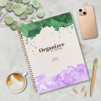 Cuaderno Personalización de la acuarela de color verde esme