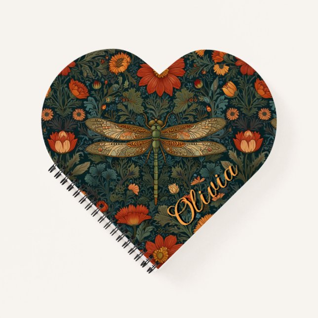 Cuaderno Personalización de la moda de boho floral naranja  (Anverso)