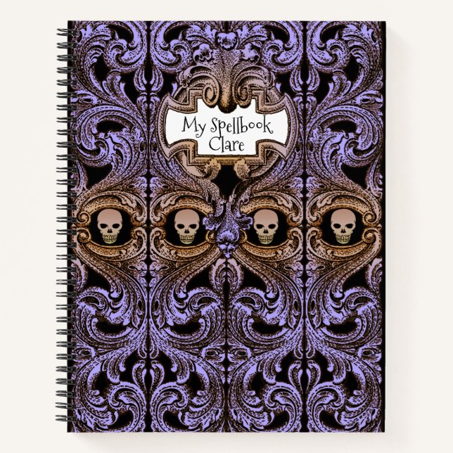 Cuaderno Personalización de Ornamento Púrpura de Gótico y L (Anverso)