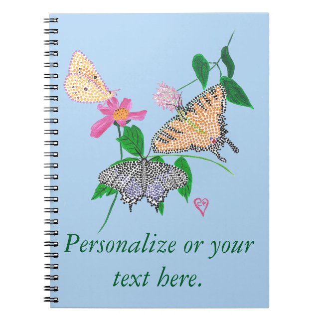 Cuaderno Personalización de tres mariposas portátil de punt (Frente)