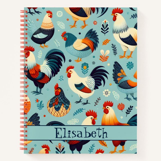 Cuaderno Personalización del diseño de gallos y gallos