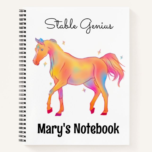 Cuaderno Personalización del nombre de caballo de color de  (Anverso)