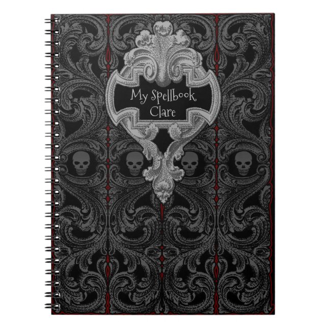 Cuaderno Personalización del Ornamento Gris de Gótico y del (Frente)
