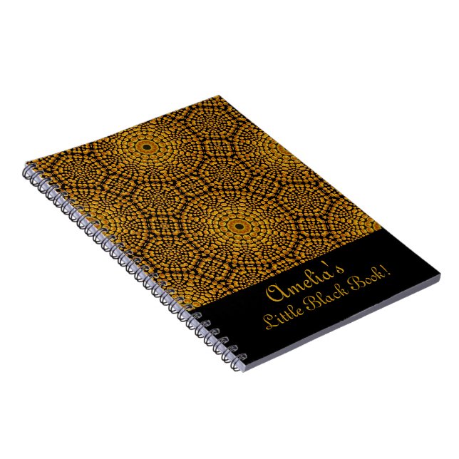 Cuaderno Personalización del patrón de arte de Bonito oro y (Lado Derecho)