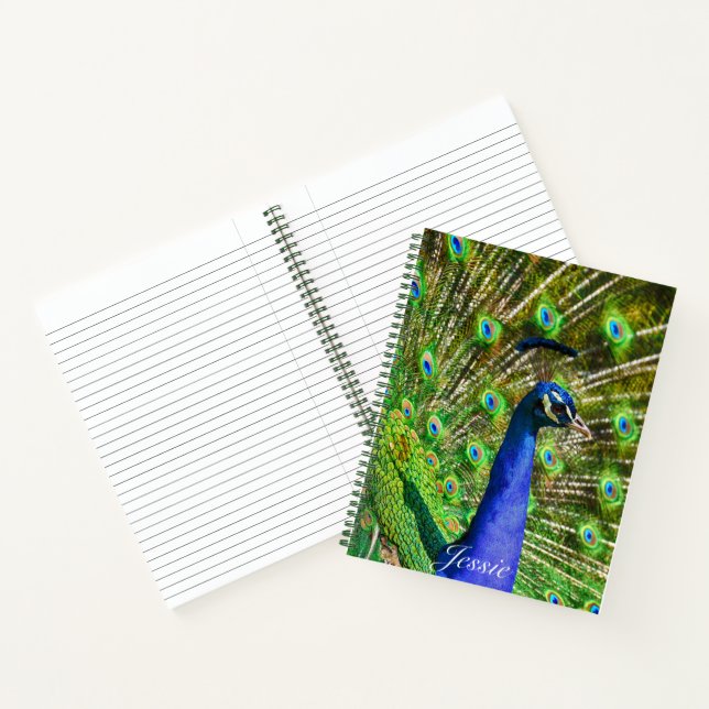 Cuaderno Personalización Nombre Peacock Feathers Diversión  (Interior)