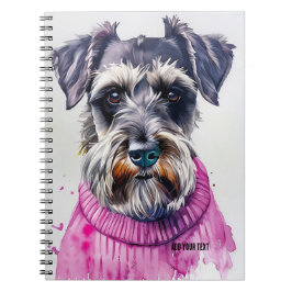 Cuaderno PERSONALIZACIÓN: Perro Schnauzer en suéter rosa