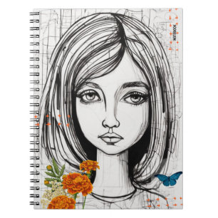 Cuaderno PERSONALIZACIÓN: Retrato dibujado a mano Cuadern