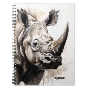 Cuaderno PERSONALIZACIÓN: Rinoceronte Diario de bloc de n