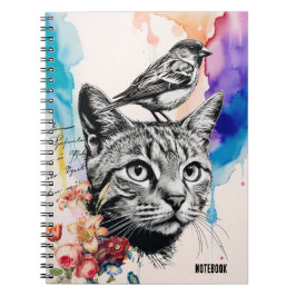 Cuaderno PERSONALIZACIÓN: un gato + un pájaro | Diario de b