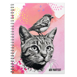 Cuaderno PERSONALIZACIÓN: un gato + un pájaro | Diario de b