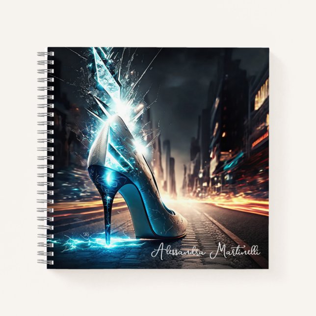 Cuaderno Personalizada la escena de la ciudad de talón alto (Anverso)