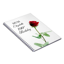 Cuaderno Personalizada la flor roja de rosa roja de cumplea