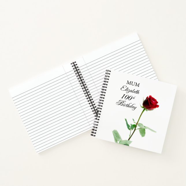 Cuaderno Personalizada la flor roja de rosa roja de cumplea (Interior)